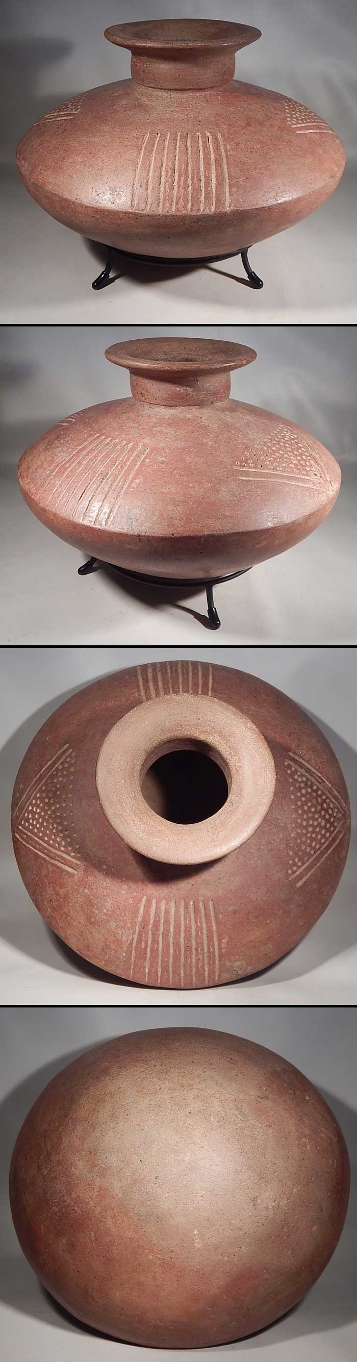 Pre-Columbian West Mexico Colima Carved Incised Olla Vessel