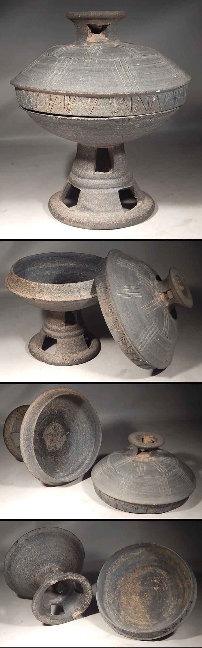 Ancient Korean Silla Dynasty Pedestal Bowl Covered Dish