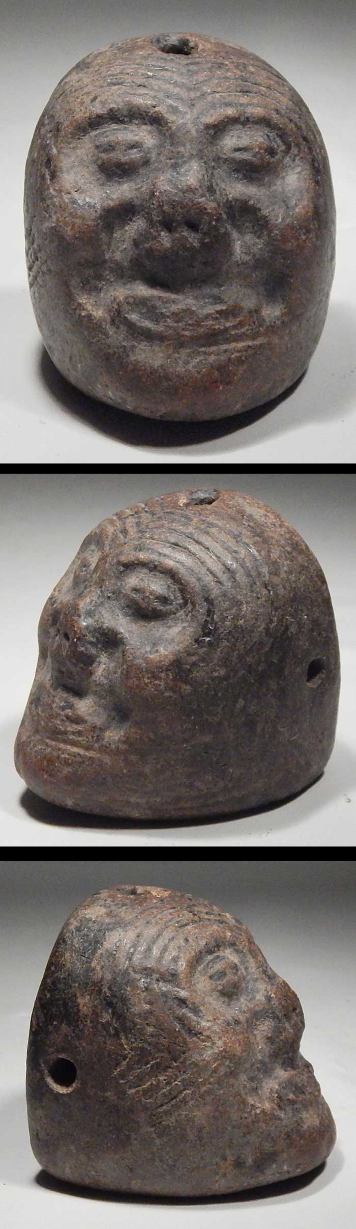 Pre-Columbian Maya Old God Pottery Head Pendant