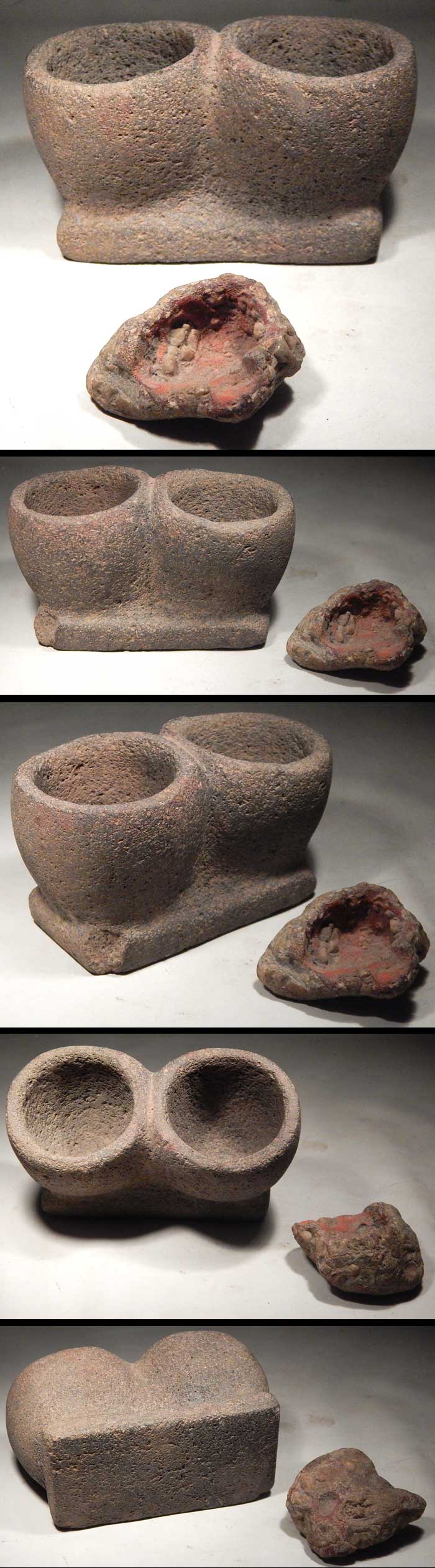 Pre-Columbian Maya Mayan Stone Double Mortar Pigment Grinder Guatemala