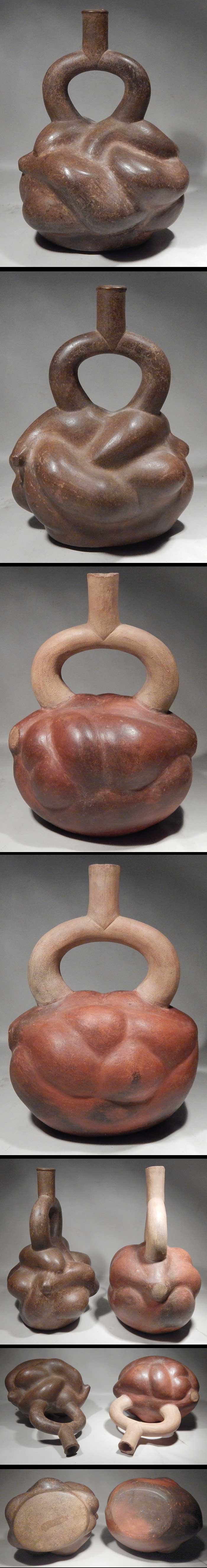 Pre-Columbian Moche Yakon Yacon Root Stirrup Vessel Ancient Peru