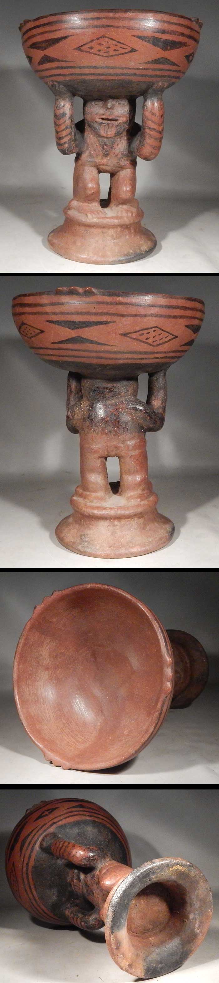 Pre-Columbian Ecuador/Columbia Narino Figural Pedestal Bowl Vessel