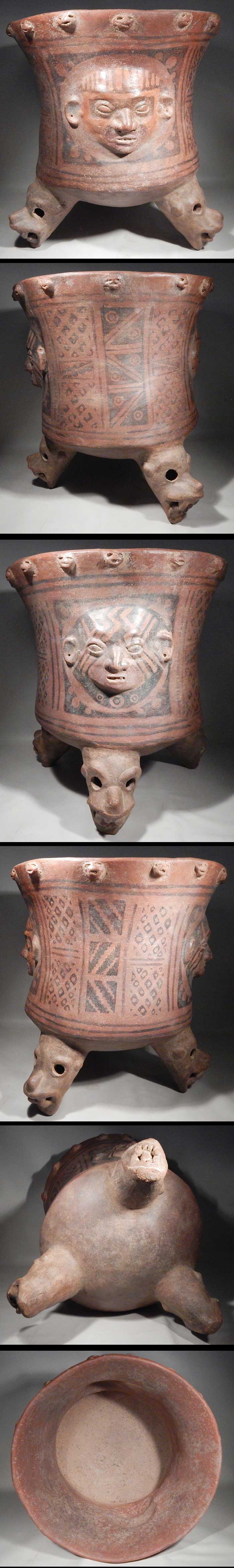 Ancient Pre-Columbian Narino Tripod Urn Vessel Colombia
