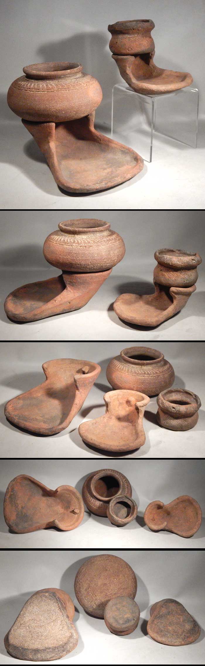 Chinese Neolithic Hemudu Terracotta Pottery Stove Cooking Vessel