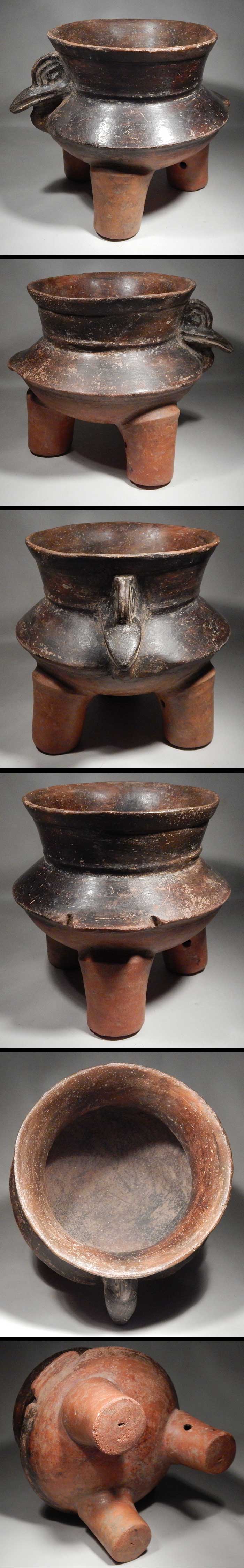 Pre-Columbian Maya Mayan Quiche Bird Rattle Tripod Vessel Bowl Guatemala